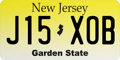 NJ license plate J15XOB
