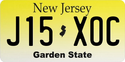 NJ license plate J15XOC