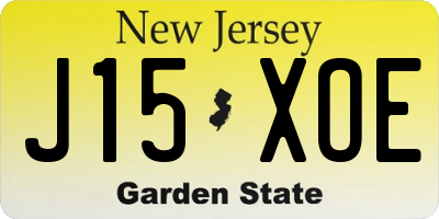 NJ license plate J15XOE