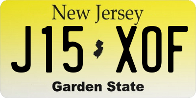 NJ license plate J15XOF