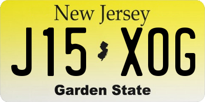 NJ license plate J15XOG