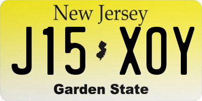 NJ license plate J15XOY