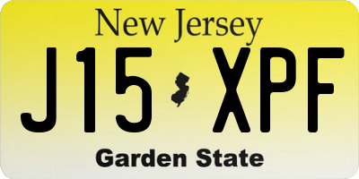 NJ license plate J15XPF