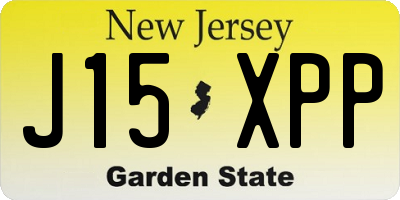 NJ license plate J15XPP