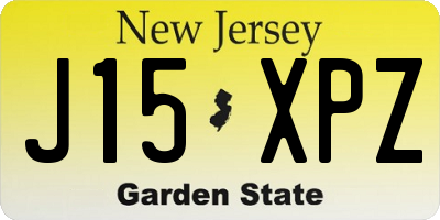 NJ license plate J15XPZ