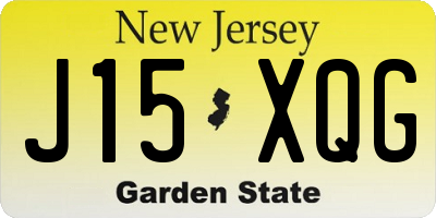 NJ license plate J15XQG