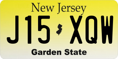 NJ license plate J15XQW