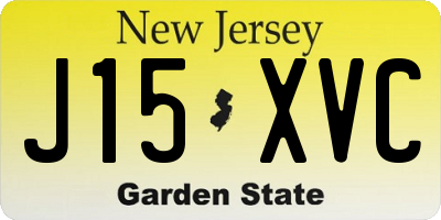 NJ license plate J15XVC
