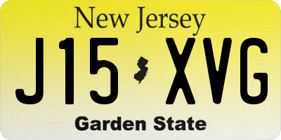 NJ license plate J15XVG