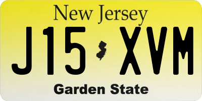 NJ license plate J15XVM