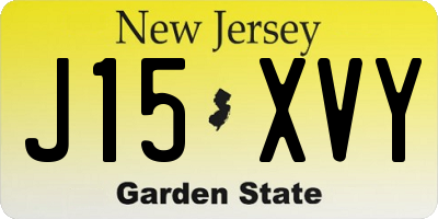 NJ license plate J15XVY