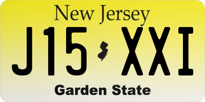 NJ license plate J15XXI
