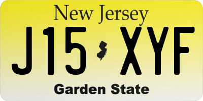 NJ license plate J15XYF