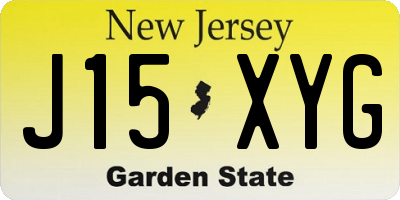 NJ license plate J15XYG