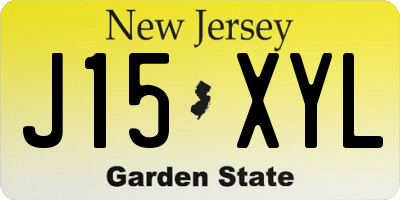 NJ license plate J15XYL