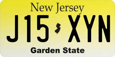 NJ license plate J15XYN