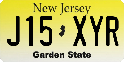 NJ license plate J15XYR