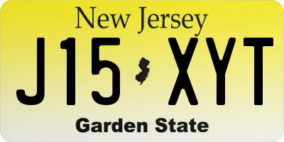 NJ license plate J15XYT