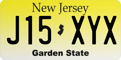 NJ license plate J15XYX