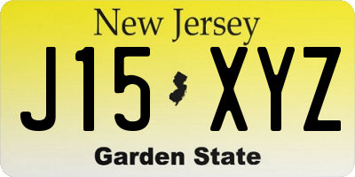 NJ license plate J15XYZ