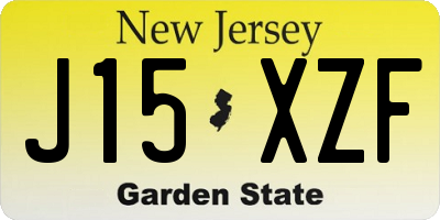 NJ license plate J15XZF