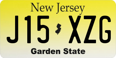 NJ license plate J15XZG