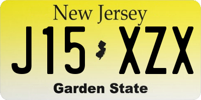 NJ license plate J15XZX
