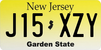 NJ license plate J15XZY