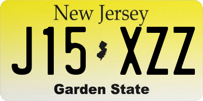 NJ license plate J15XZZ