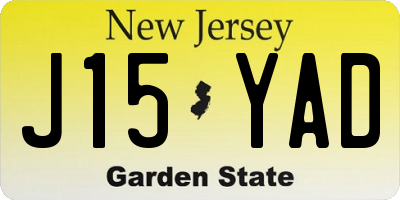 NJ license plate J15YAD