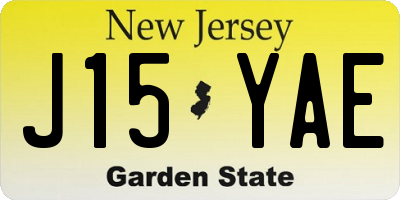 NJ license plate J15YAE