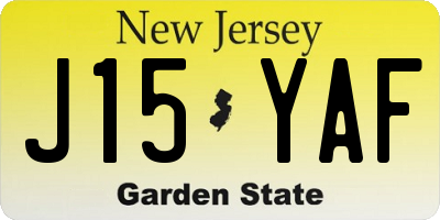 NJ license plate J15YAF