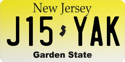 NJ license plate J15YAK