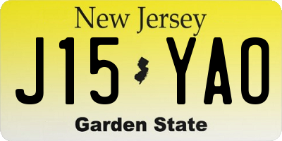 NJ license plate J15YAO