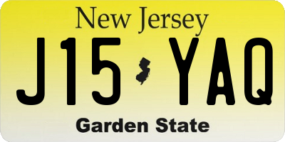 NJ license plate J15YAQ