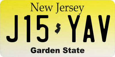 NJ license plate J15YAV