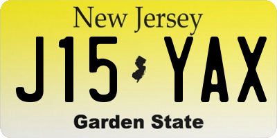 NJ license plate J15YAX