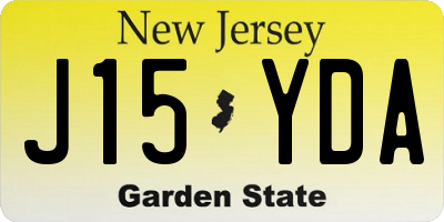 NJ license plate J15YDA