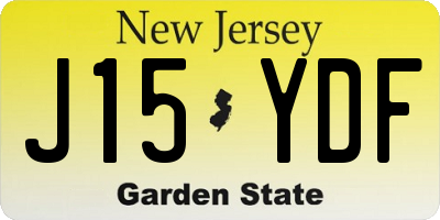 NJ license plate J15YDF