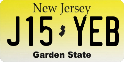 NJ license plate J15YEB
