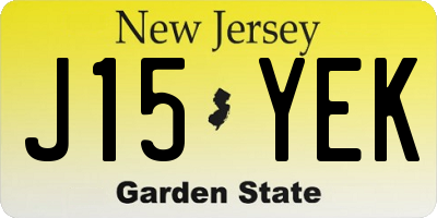 NJ license plate J15YEK