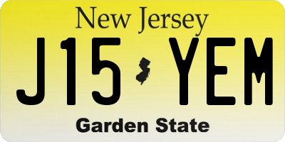 NJ license plate J15YEM
