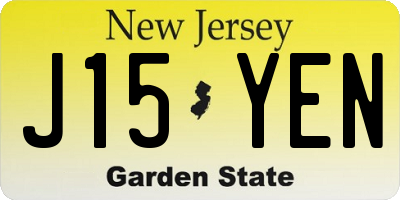 NJ license plate J15YEN