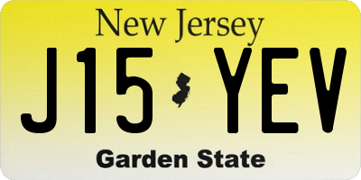 NJ license plate J15YEV