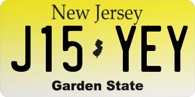 NJ license plate J15YEY