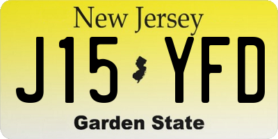 NJ license plate J15YFD