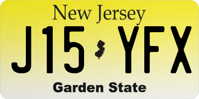 NJ license plate J15YFX