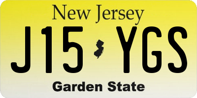 NJ license plate J15YGS