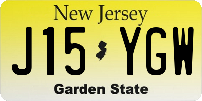 NJ license plate J15YGW