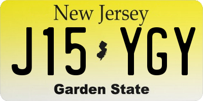 NJ license plate J15YGY
